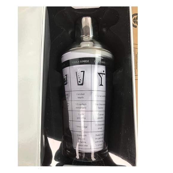 Recipe Cocktail Shaker Stainless Steel Glass Recipes on Shaker 16 OZ New NWT NIB - Picture 7 of 15